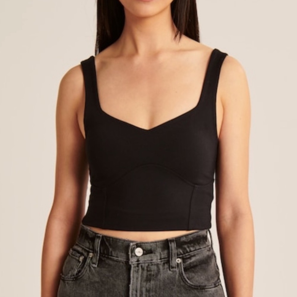 NWT Abercrombie & Fitch Double-Layered Seamless Fabric Corset Tank black M